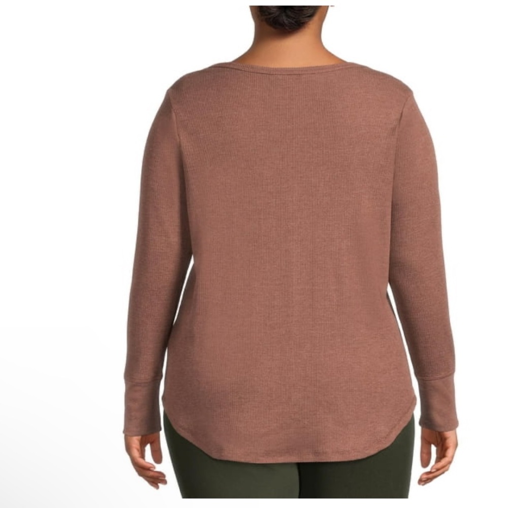 🆕Terra & Sky Women’s plus-size Brown long-sleeve Waffle-knit Henley Top❤️❤️3X - Picture 5 of 8